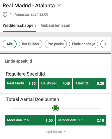 Supercup wedden Unibet 
