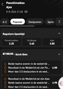 Odds panathinaikos ajax