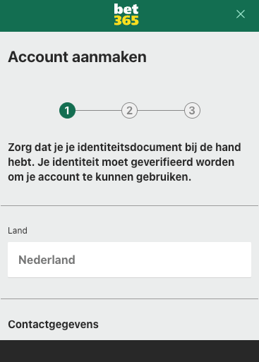 Bet365 account aanmaken