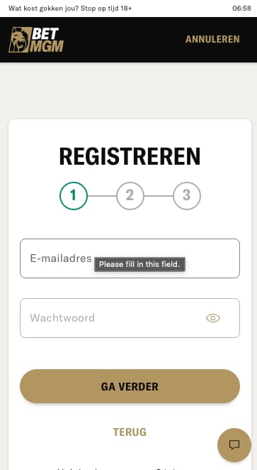 registreren bij BetMGM