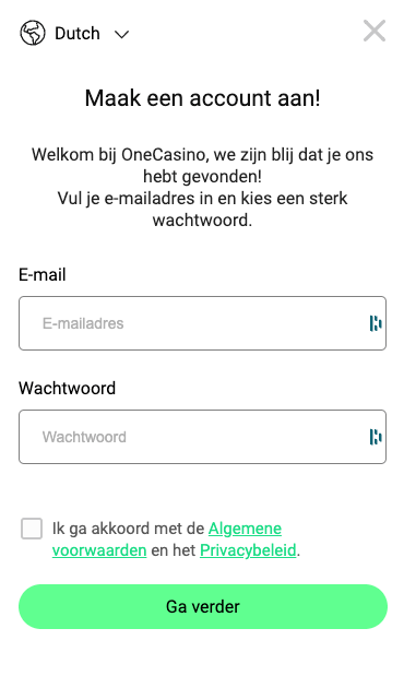 OneCasino aanmelden