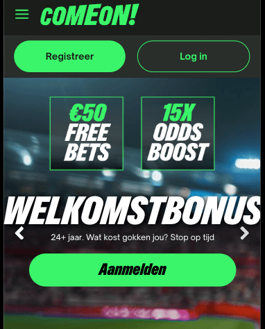 50 euro free bets + 15x odds boost welkomstbonus